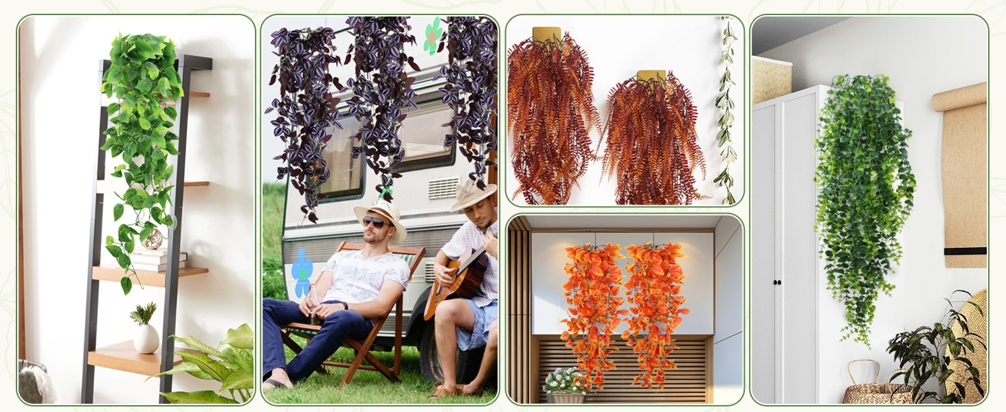 2-Pack Fake Hanging Plants, Faux Hanging Plant Artificial Greenery for Living