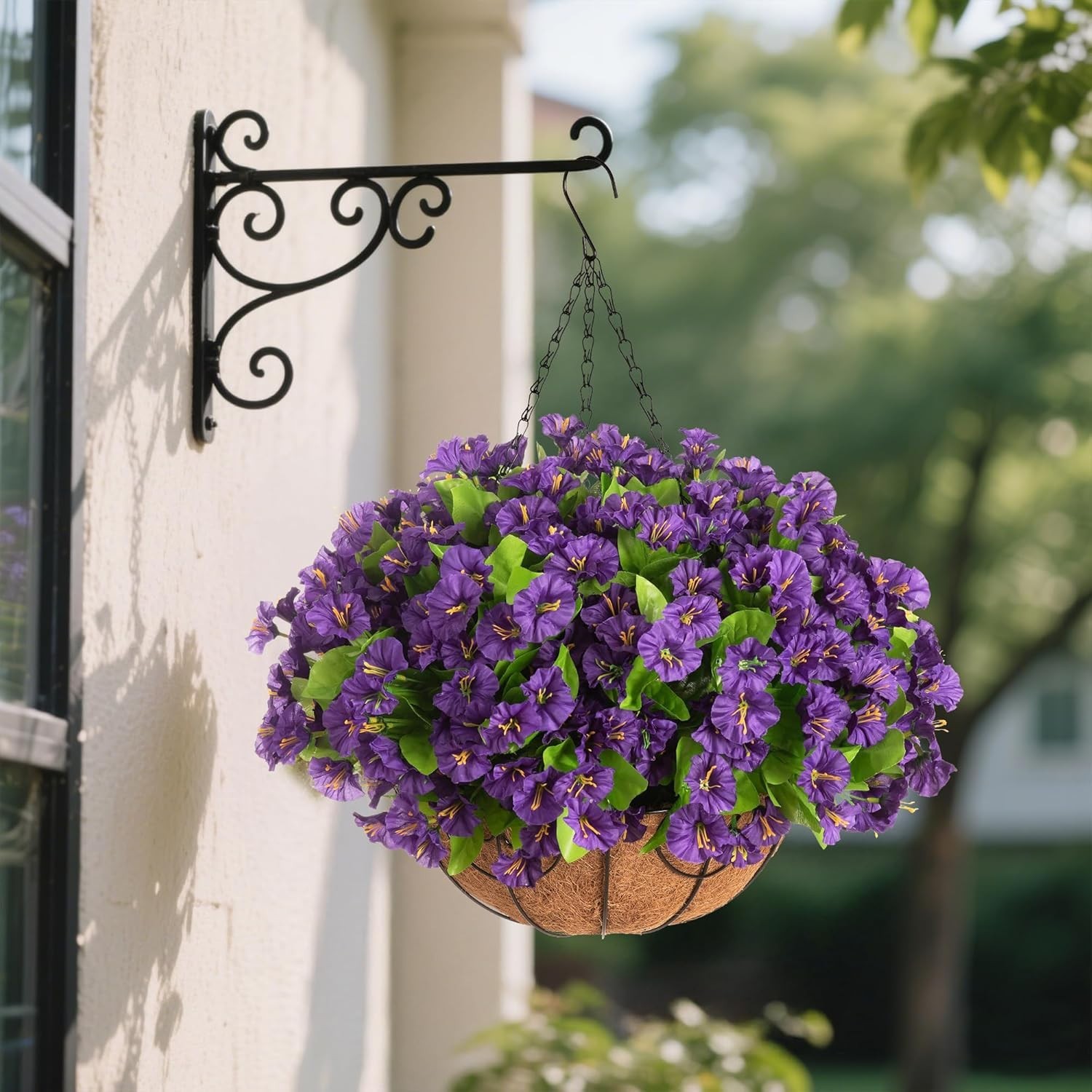 Purple Artificial Hanging Flower Basket – Outdoor Decor
