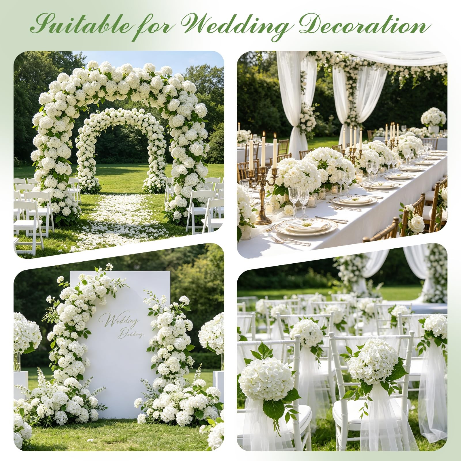 4 Pcs Real Touch Hydrangea Artificial Flowers, 18” Large Latex Hydrangeas wi…
