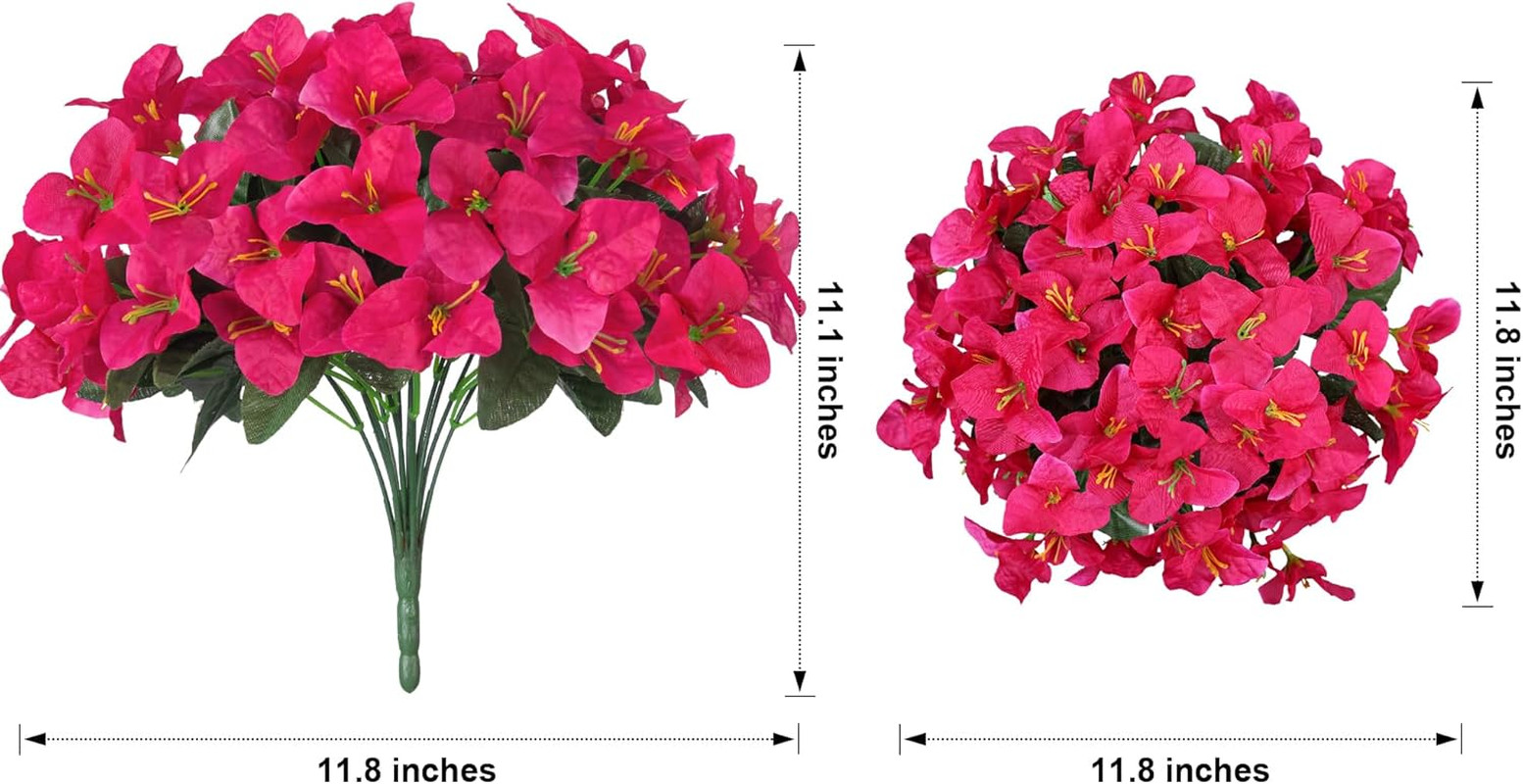 Fake Bougainvillea Artificial Flowers for Outdoors Spring Decor, 4 Bundles Outdo