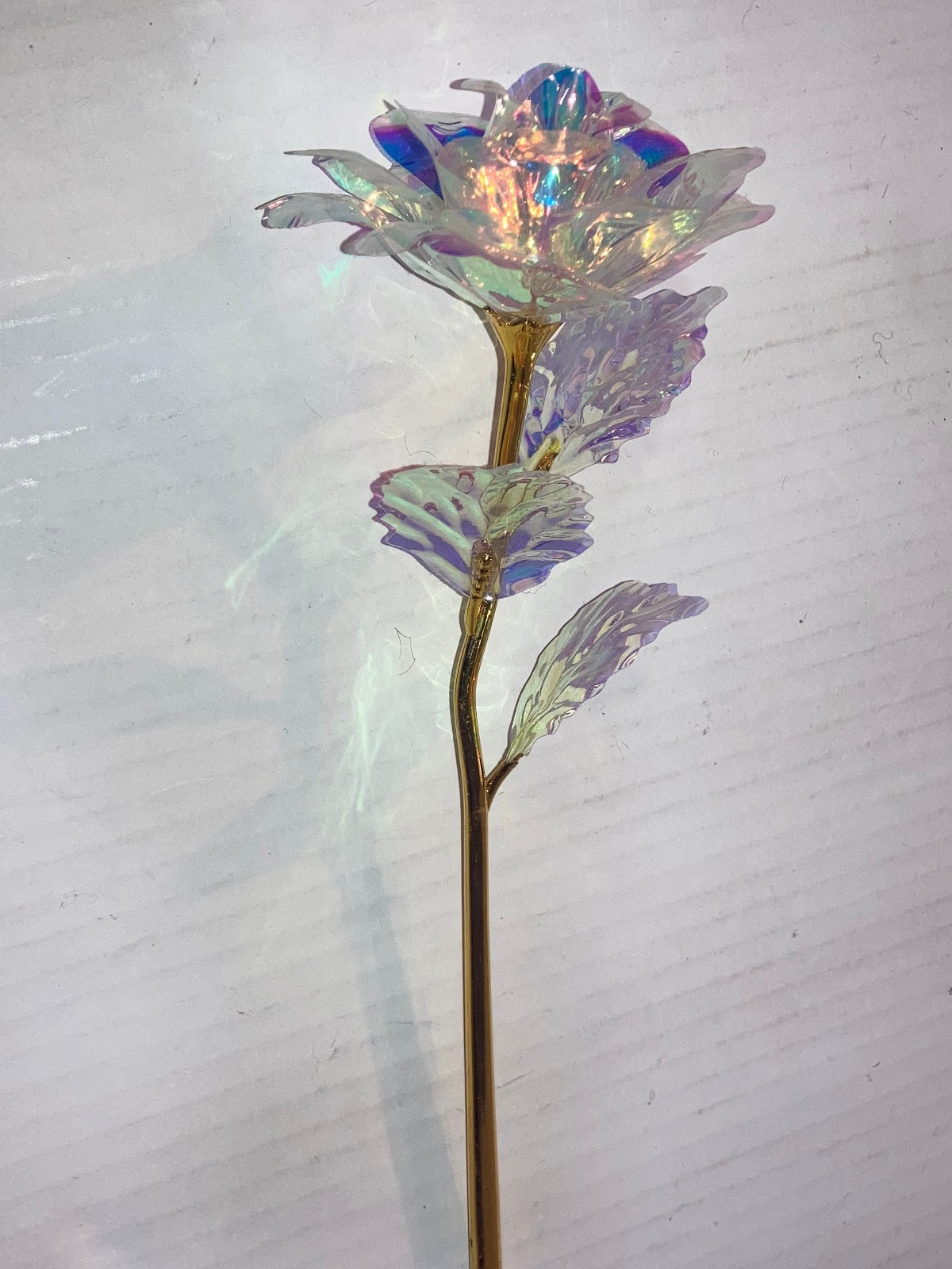 Galaxy Holographic Iridescent Forever Rose Artificial Plastic 9″ Flower