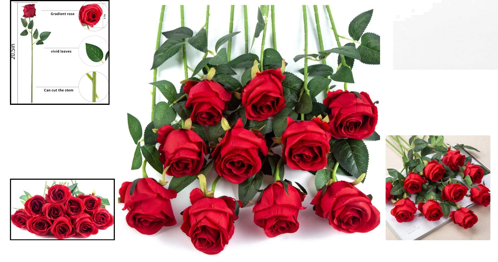10pcs Adjustable Long Stem Silk Roses – Perfect for DIY Wedding Bouquets