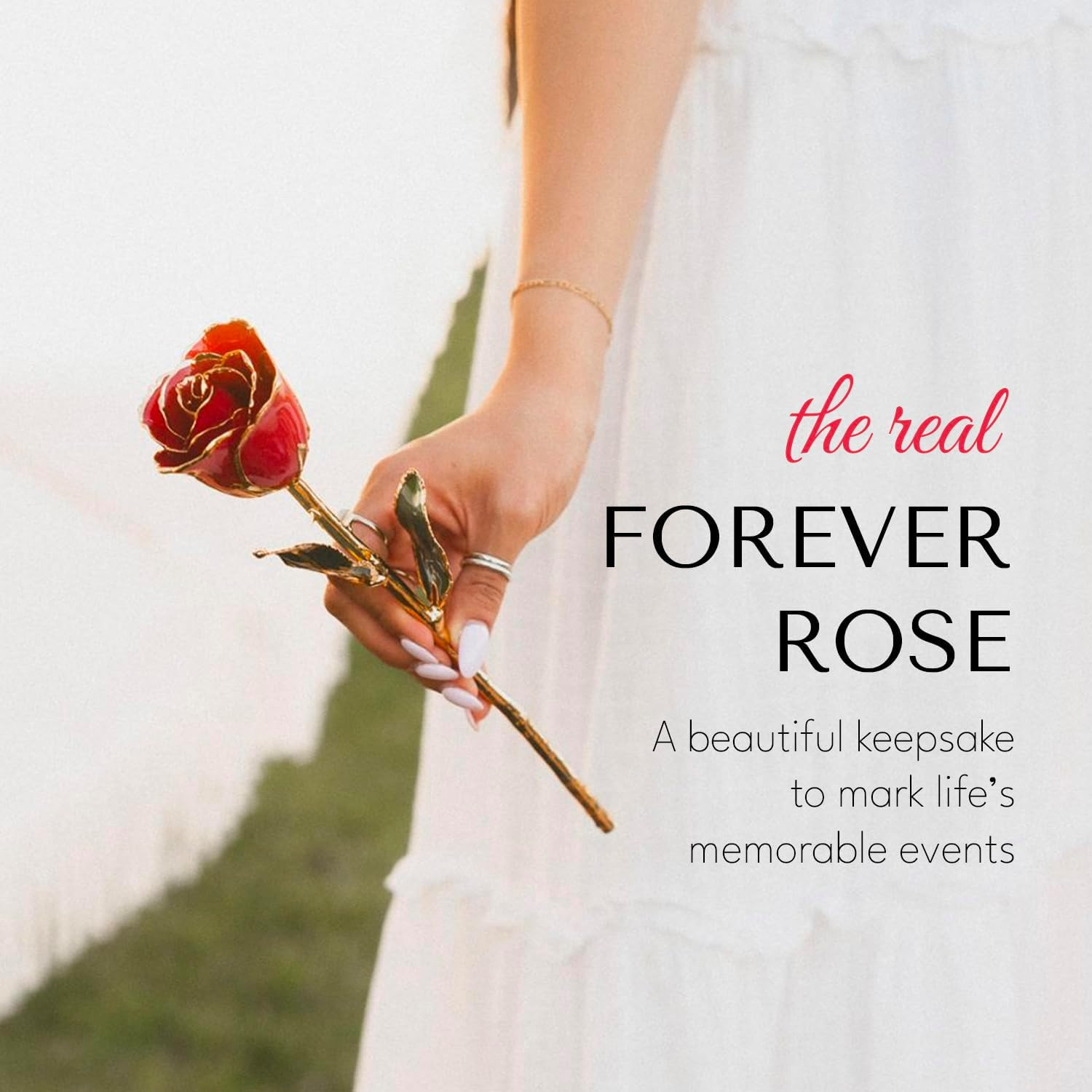 Real Rose Dipped in Platinum, Luxury Gold Gift Box | Handcrafted Preserved Rose,