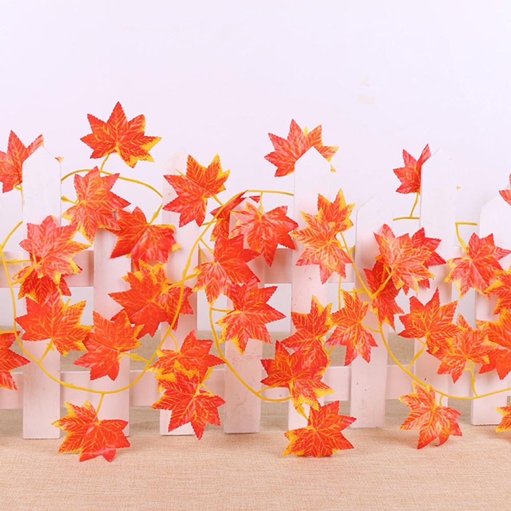 12 Strands Autumn Garland 2 4 M Long Leaf Decor for Door Frames and Railings