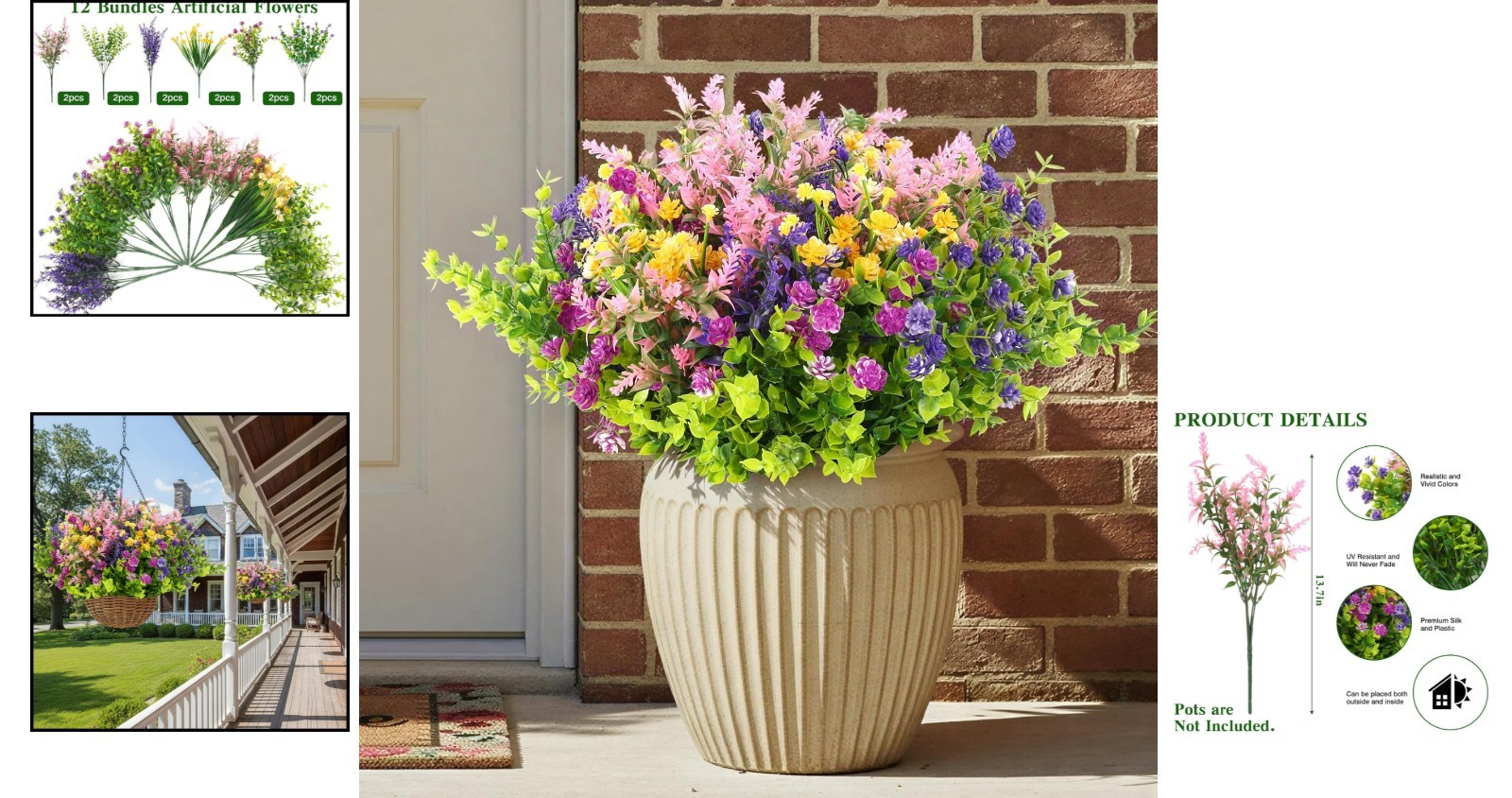 Chic Artificial Flower Arrangement for Home: 12 Colorful Bundles for Easy Decor