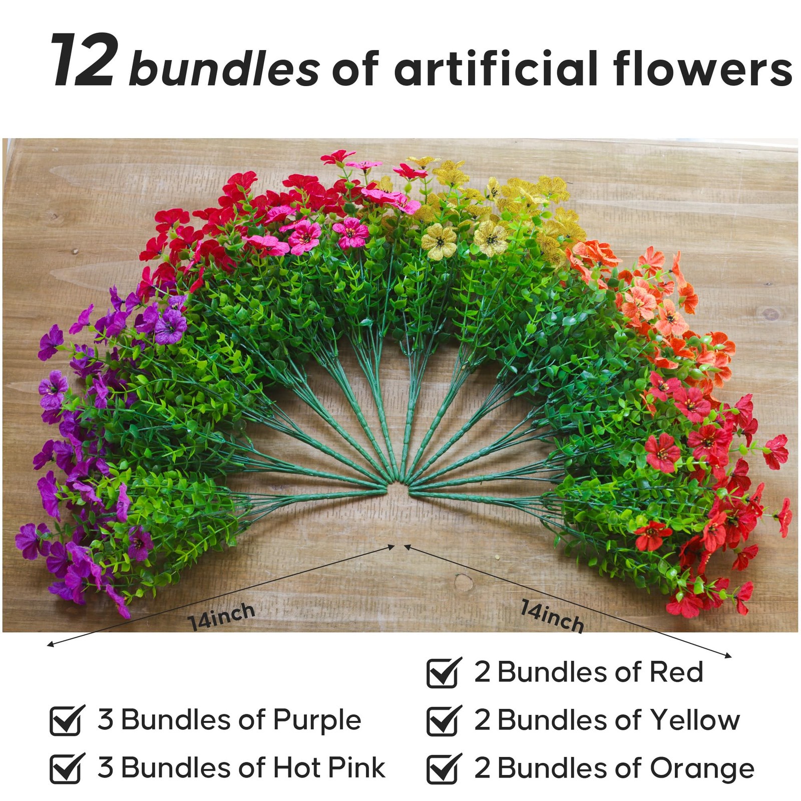 Artificial Flowers for Outdoors, Fake Faux Plants Outside Realistic Spring Su…