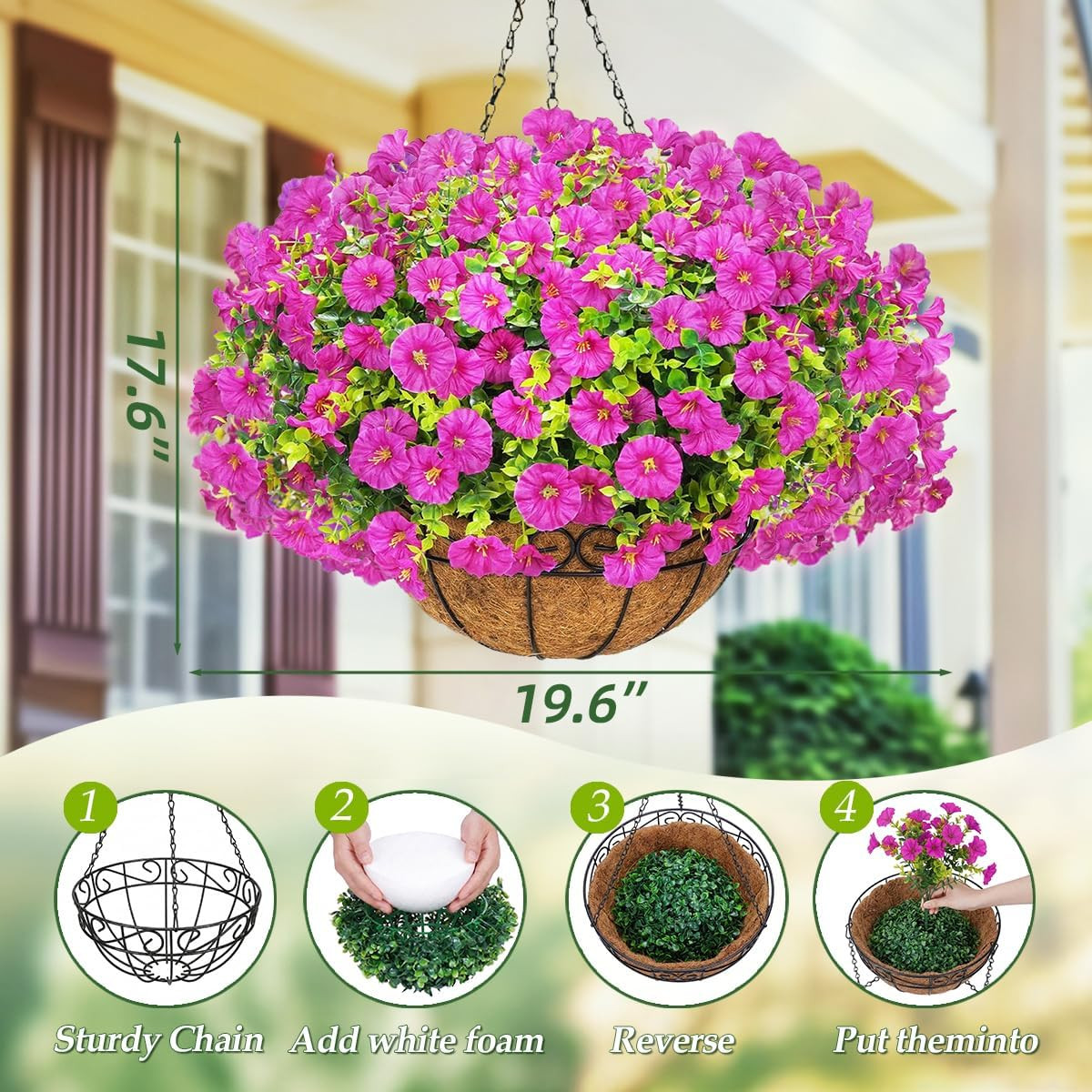 UV Resistant Faux Silk Morning Glory Hanging Flowers for Outdoor Decor