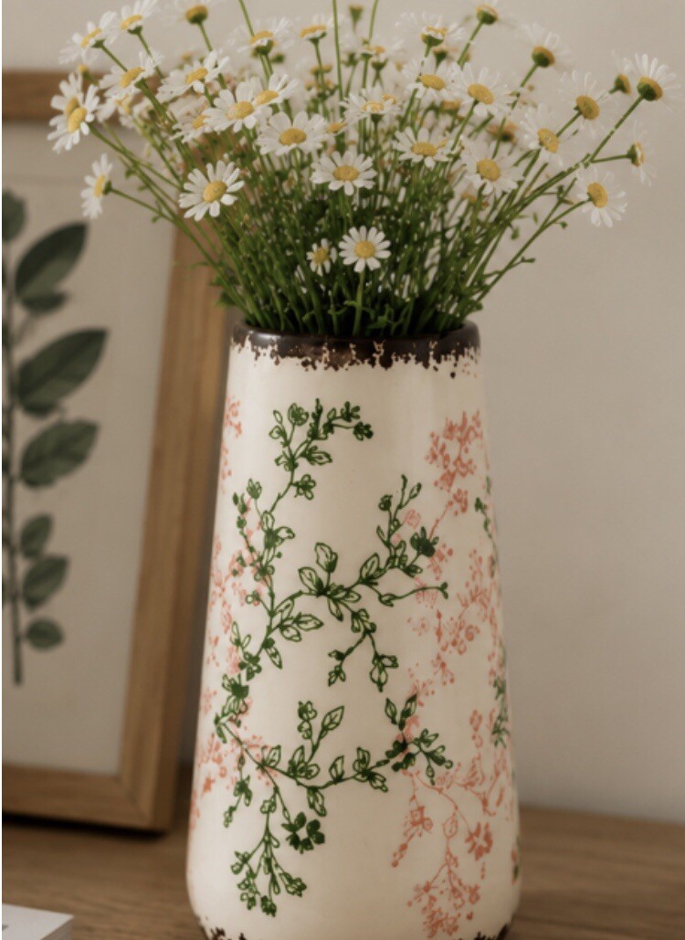 Small Ceramic Flower Vase Decorative Floral Farmhouse Table Centerpiece Vase