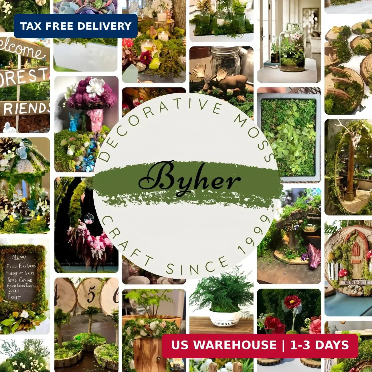 BYHER Fake Moss for Plants Indoor, 16OZ Green Moss for Crafts, Artificial Moss f