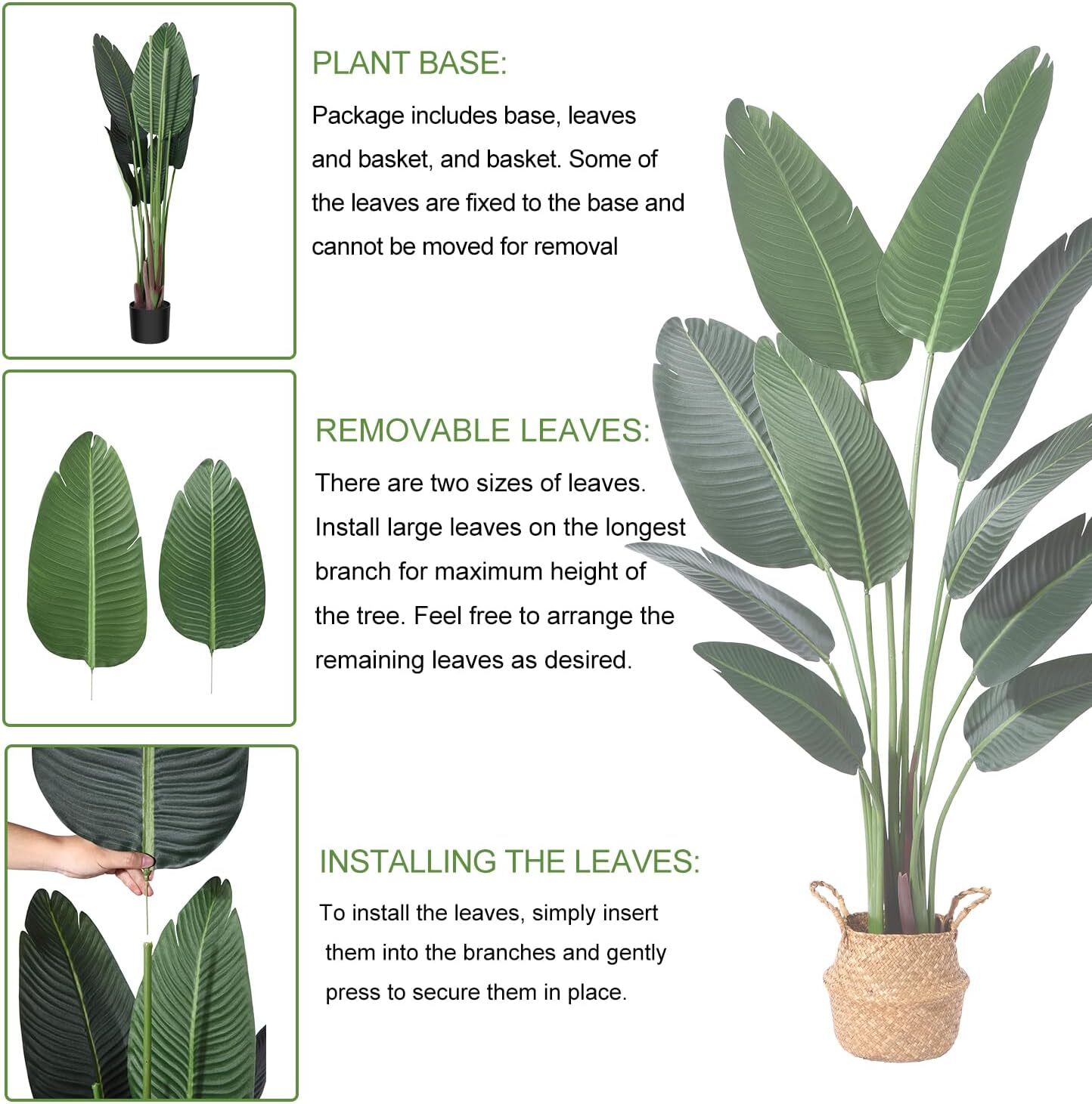 6Ft Artificial Banana Tree Realistic Faux Plant For Indoor Home Decor