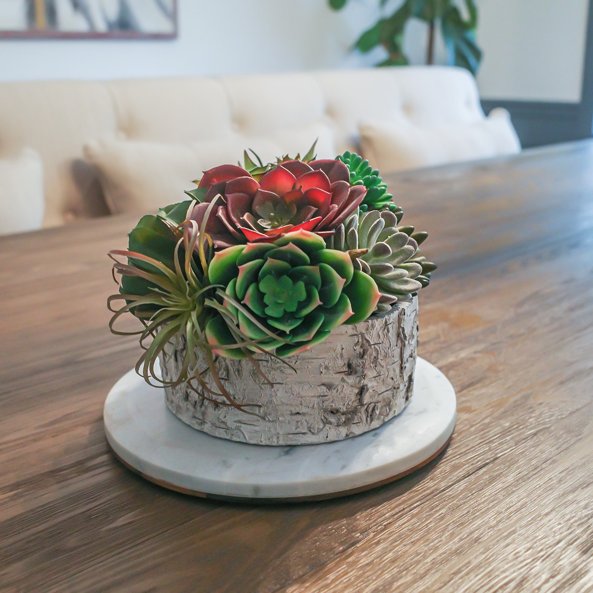 Mini Artificial Succulent Plant Fake Plastic Flower Container Garden Home Decor