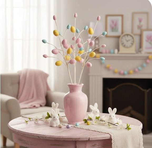 Easter Egg Spray 13″ Farmhouse Country Floral Wreath Spring Embellishment Pick