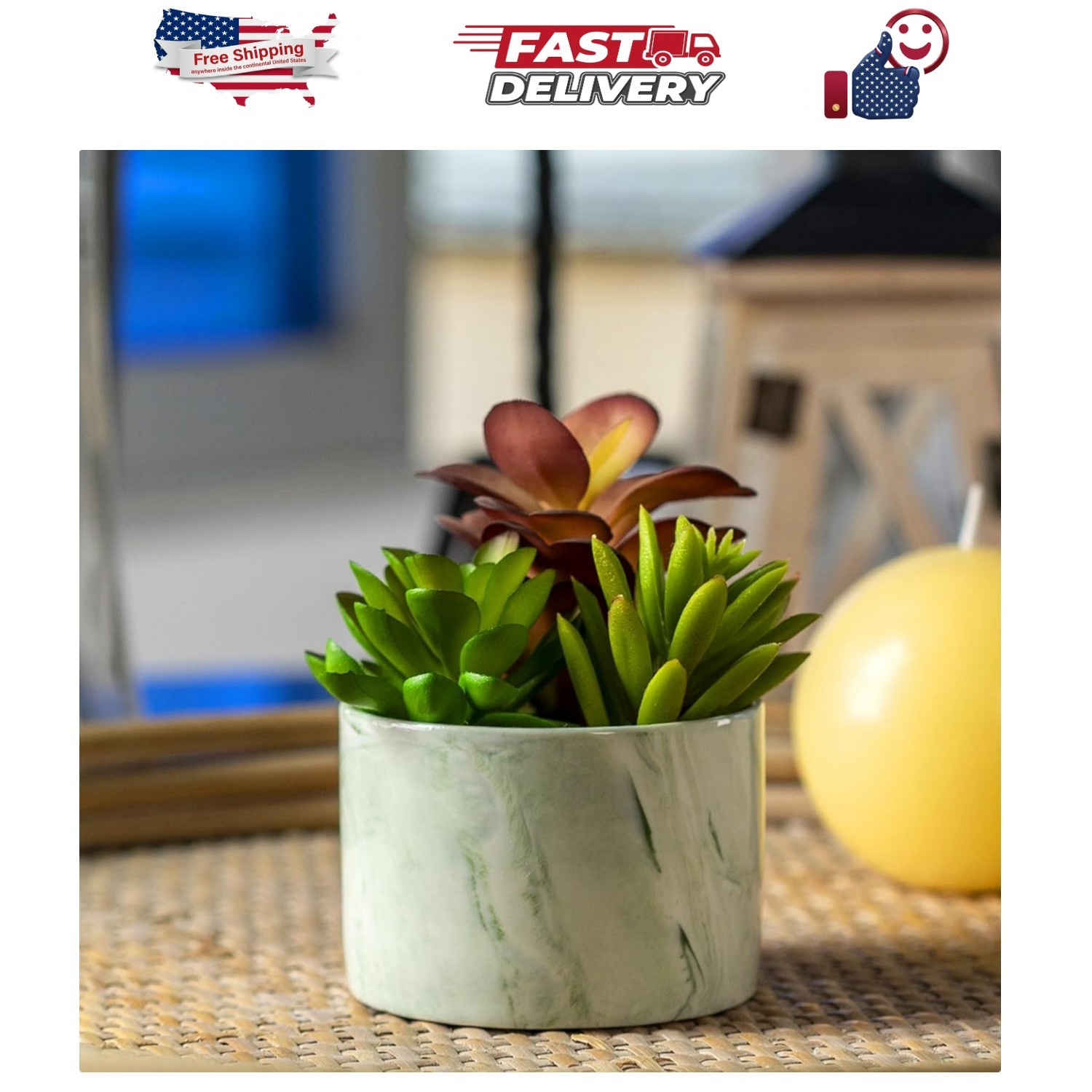 Artificial Plants Cute Colourful Succulents in Ceramic Planter Fake Plant Flo…