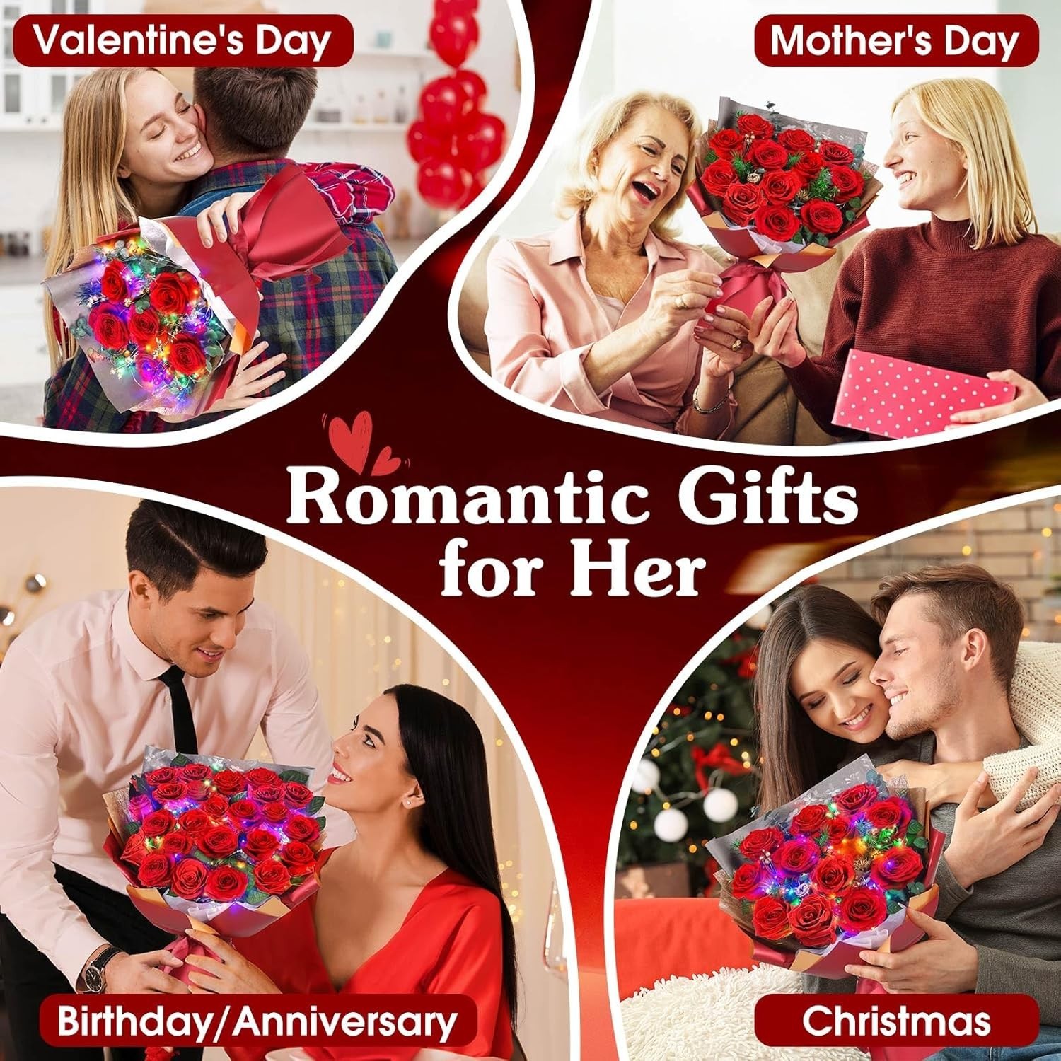 24 Preserved Red Roses Bouquet – Real Roses That Last 3+ , Romantic Anniversa…