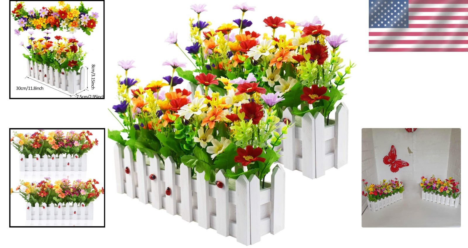 Charming Mixed Color Daisy Plants in Fence Pots for Home and Wedding Decor