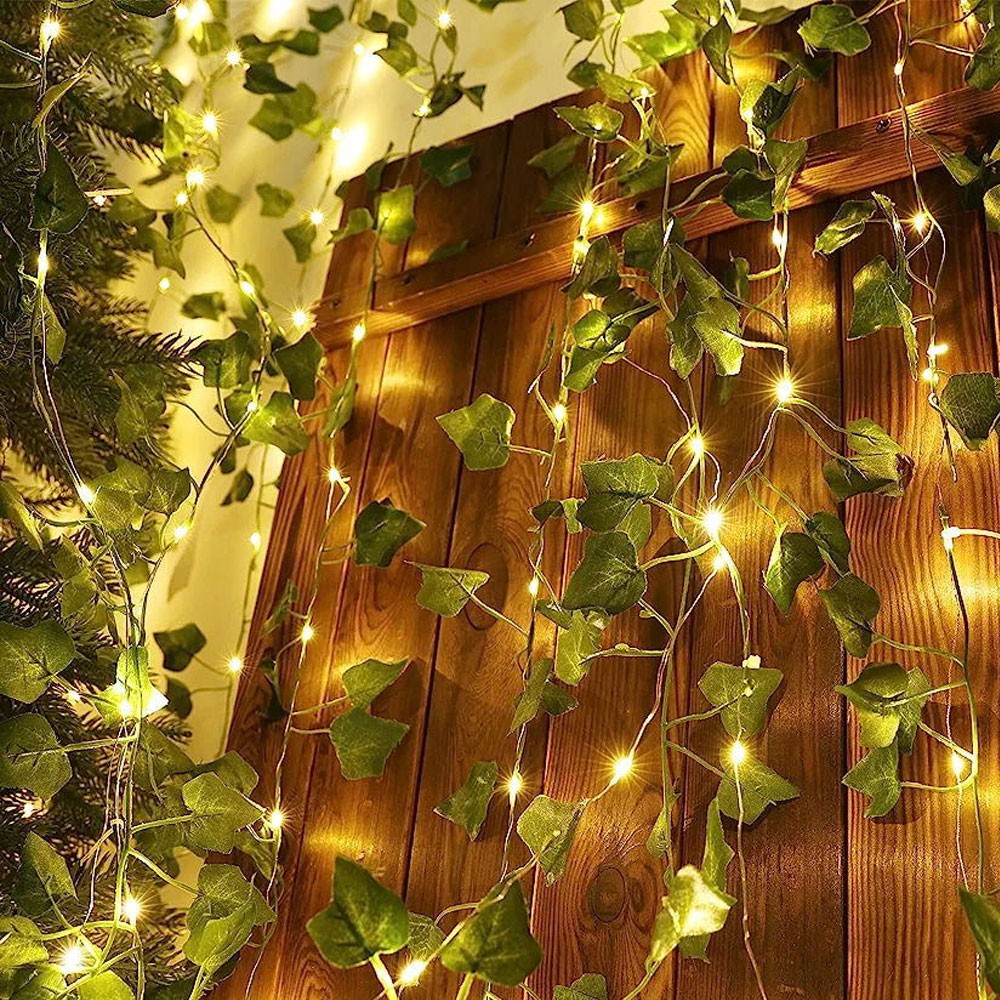 2M 20 LED Ivy Leaf String Lights Vine Garland Wreath Hanging Fairy Night Lamp