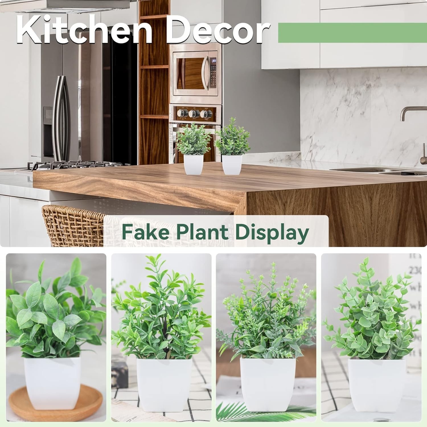 4 Pack Fake Plants Mini Artificial Greenery Potted Plants for Home Decor Indoor