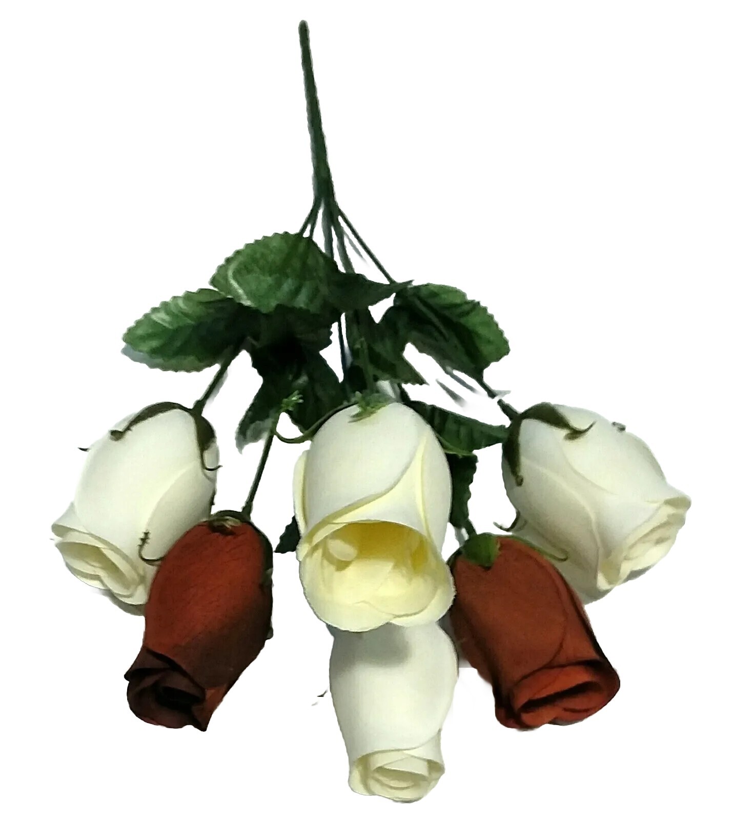 Large Rose Cream & Brown 14″ Bush Silk Flower Vase Home General Decor US BP2079