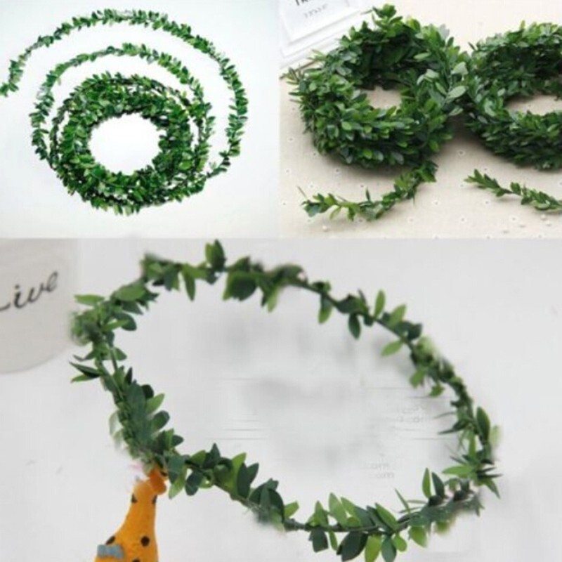 Garland Green Leaf Iron Wire Artificial Vine Wreath Rattan Home Wedding Decor