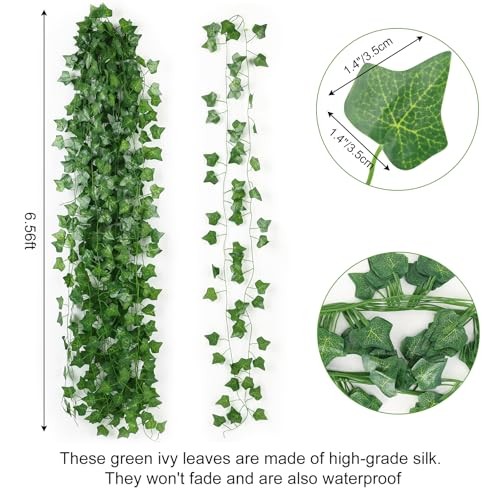 12pcs Fake Ivy Garland, 84 Ft Silk Greenery Vines for Room Decor Wall