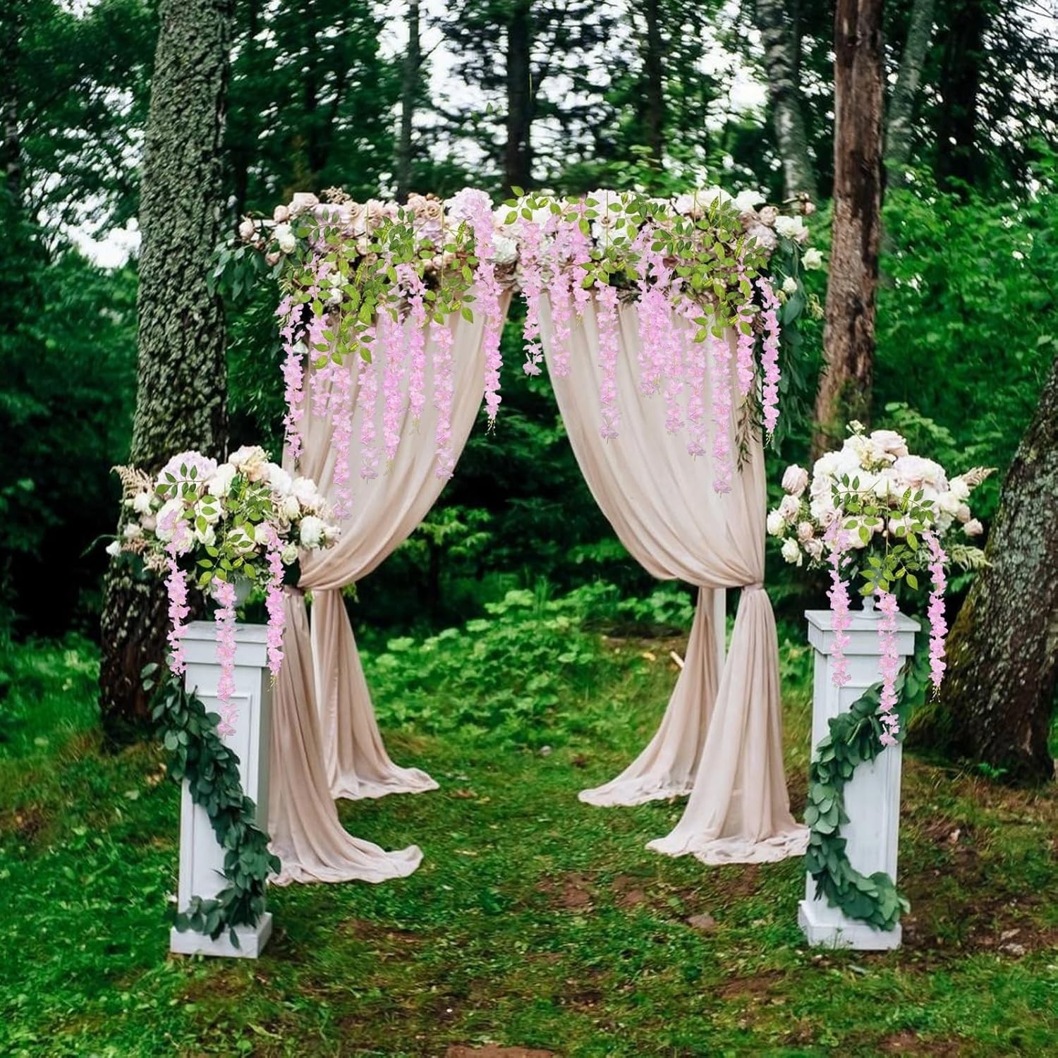 36 Pack Pink Wisteria Hanging Flowers, 3.44 Ft Fake Hanging Flowers, Artificial