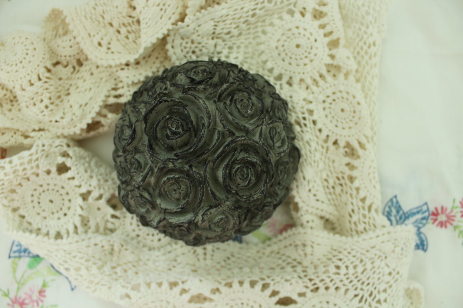 5” Diameter Rose Ball decoration shabby vintage country house