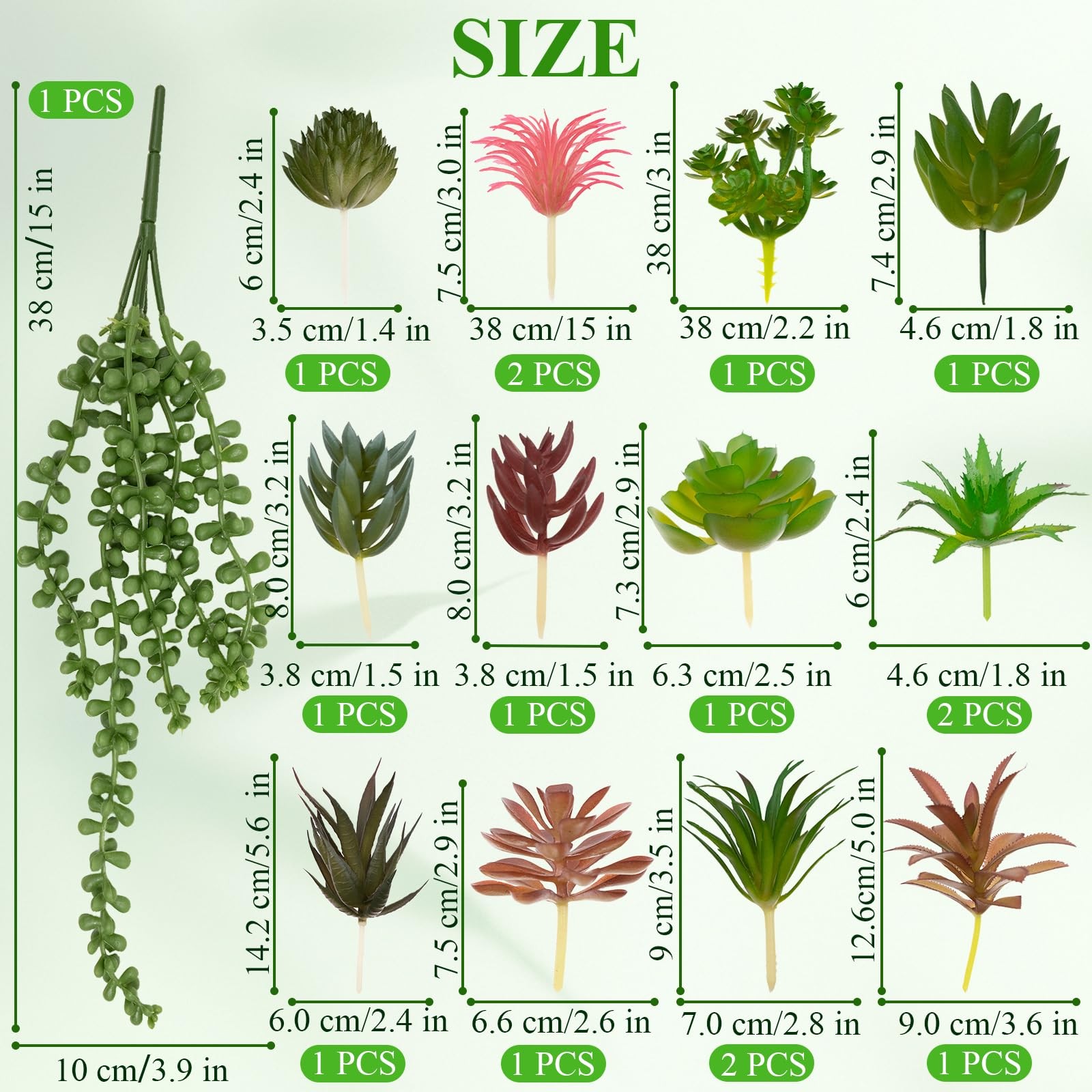 Niuohoy 16 Pcs Artificial Succulents Plants Faux Plastic Succulents Assortmen…