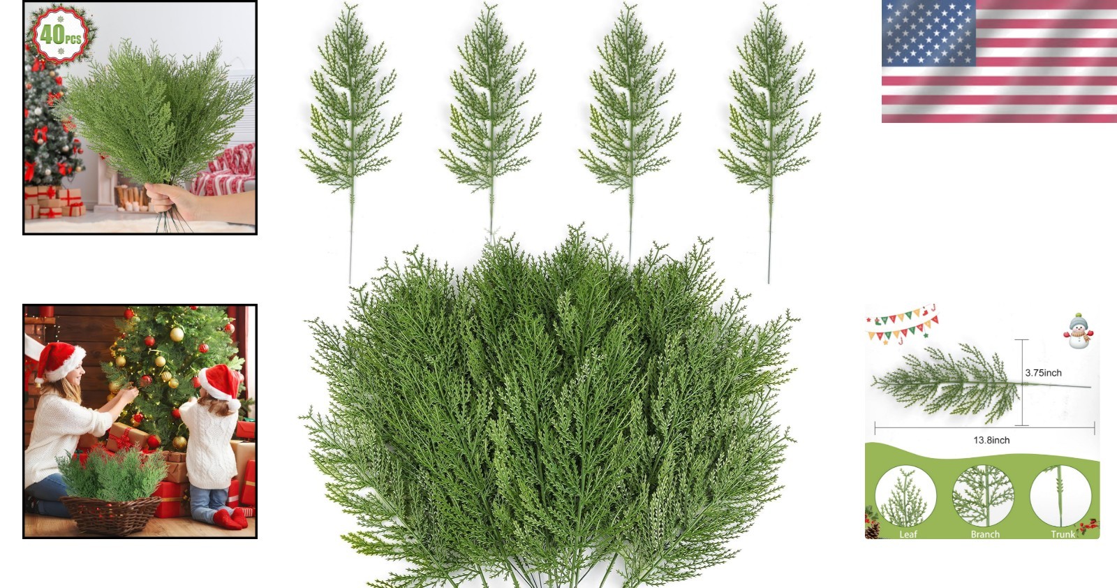 Realistic 13.8 Inch Artificial Pine Picks – Perfect for Indoor/Outdoor Decor