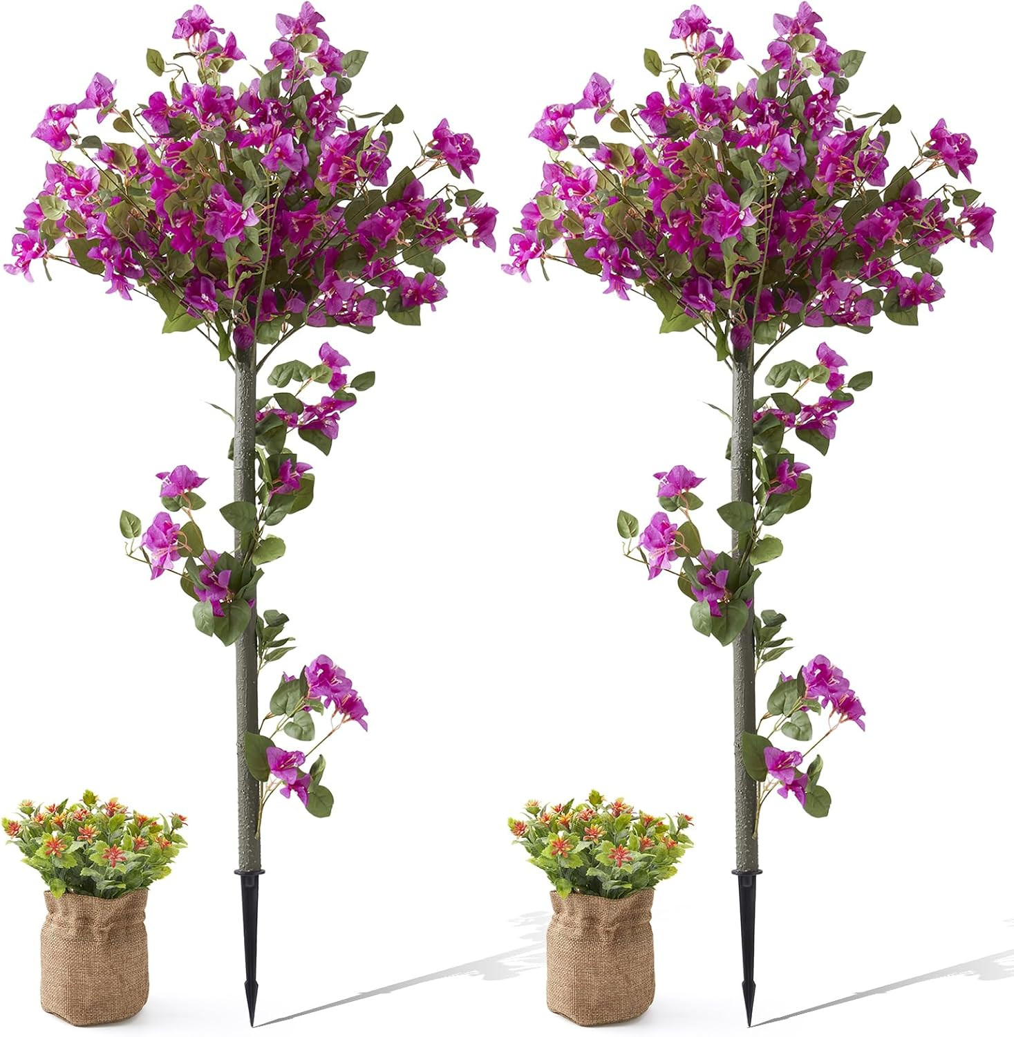4FT Artificial Bougainvillea Trees – 2 Pack Faux Silk Flowers for Indoor/Outdoor