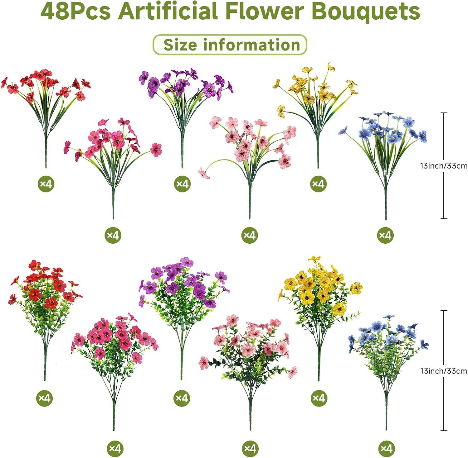 UV Resistant Silk Artificial Flowers Mix 6 Colors