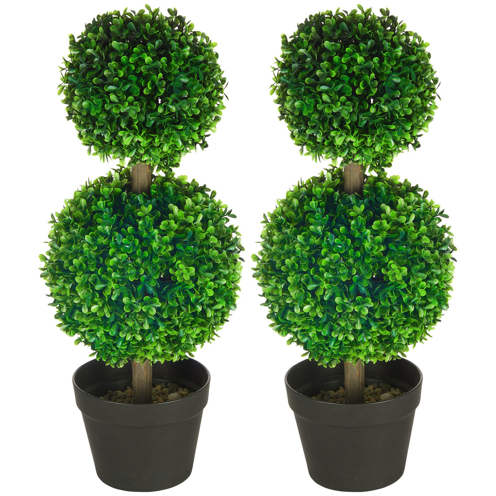 2 Pack Artificial Boxwood Topiary Ball Trees for Indoor Outdoor
