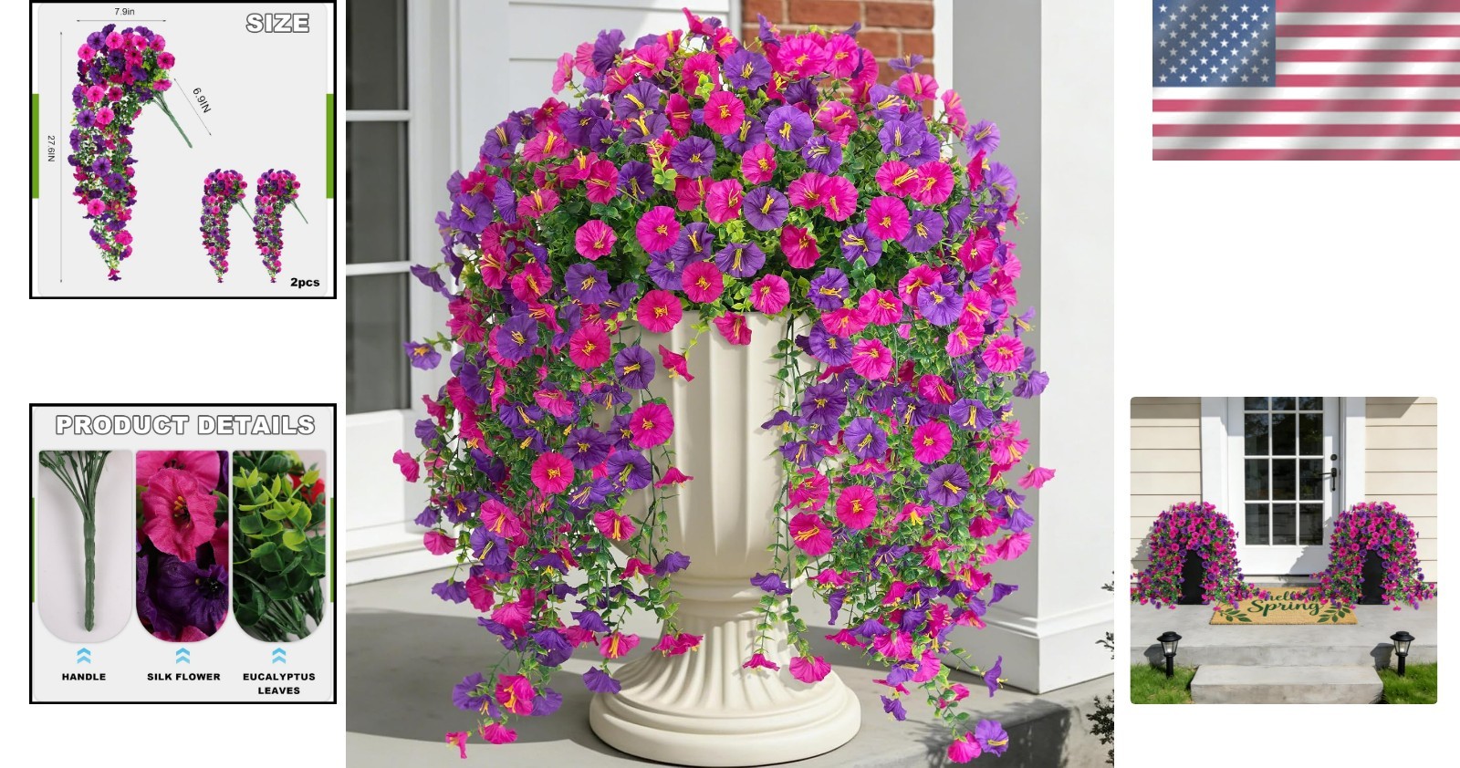 Customizable Silk Faux Flowers: Two Bundles of Morning Glory & Eucalyptus Decor