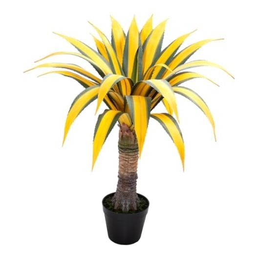 Artificial Green Edged Gold Leaf Spiny Agave Plant with 23 31.49in Yellow