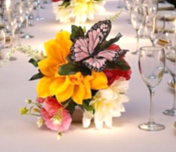Pink Butterfly Floral Arrangement Tea Cup POP-IN Bridal Party Birthday Get Well