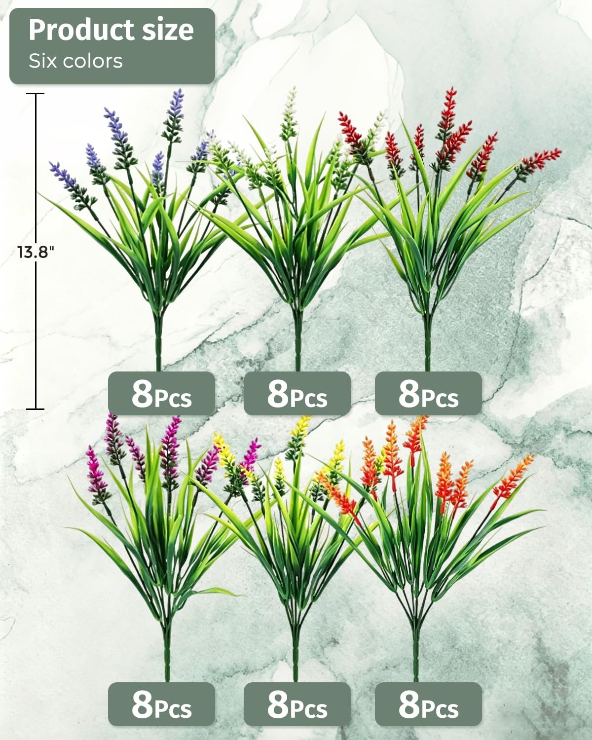 48 Bundles Decor Artificial Flowers, Outdoor Flowers All Weather Resistant, F…