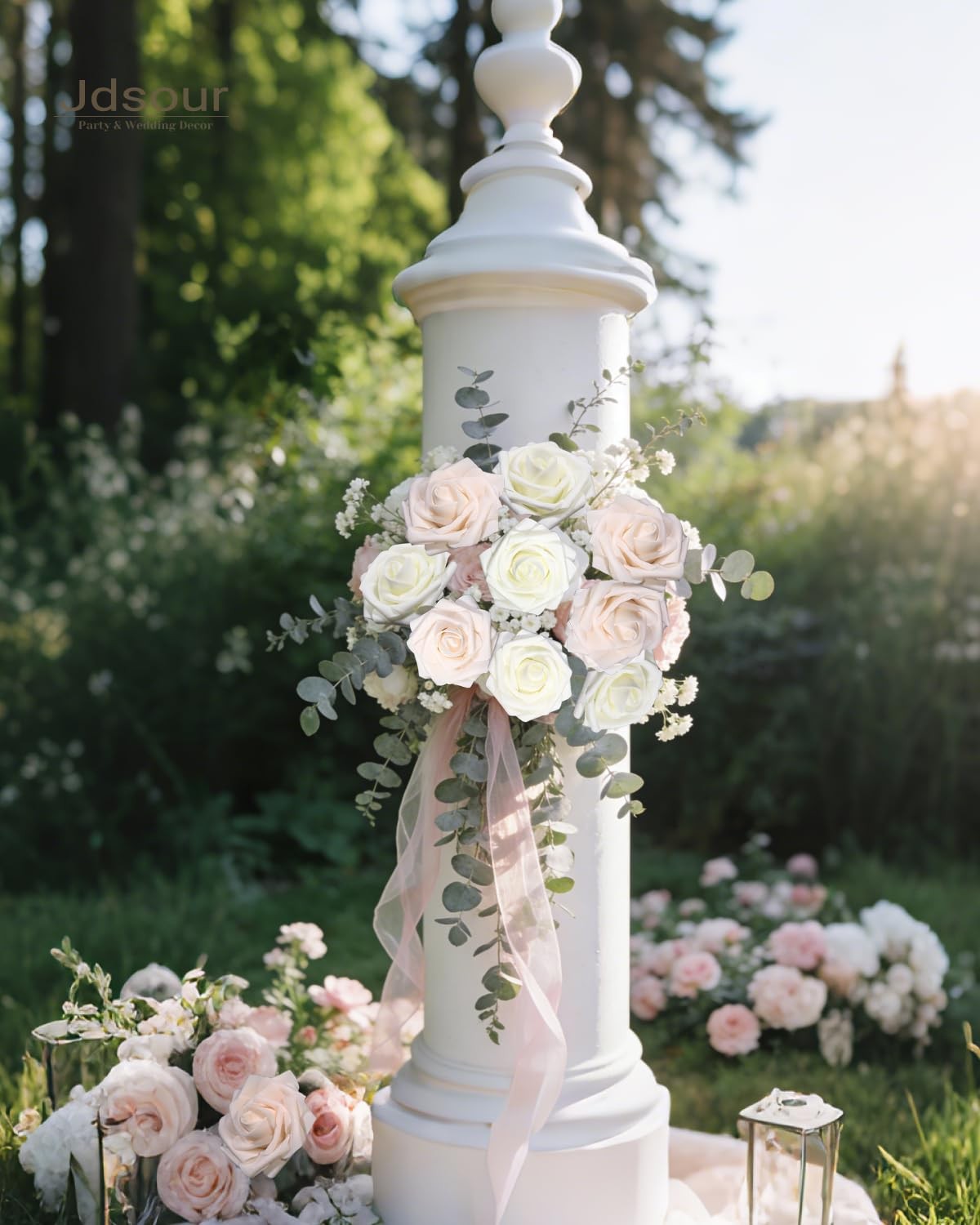 50pcs Artificial Flower，Real Touch Foam Roses w/Stem DIY for Wedding Bouquet …