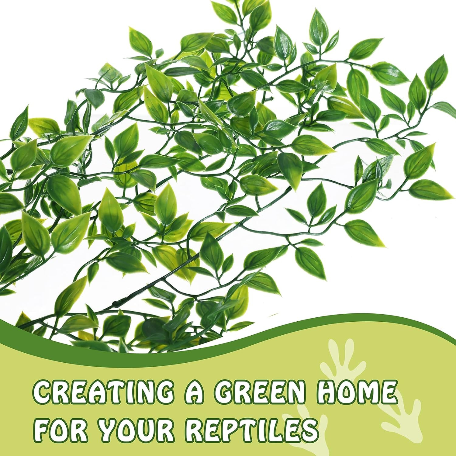 Reptile Plants, 2 Pack Terrarium Hanging Plants Vines Artificial Leaves Habitat