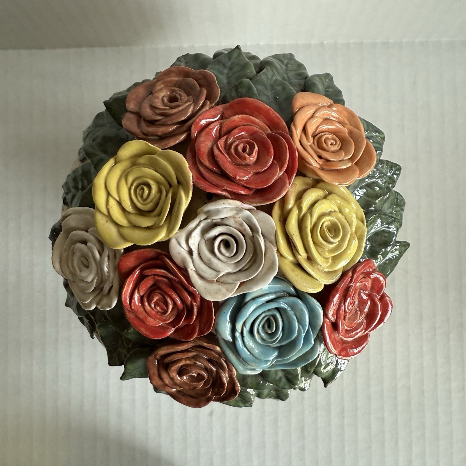 Hand-Made Ceramic Flower Bouquet Garden Ball with Drip Glaze