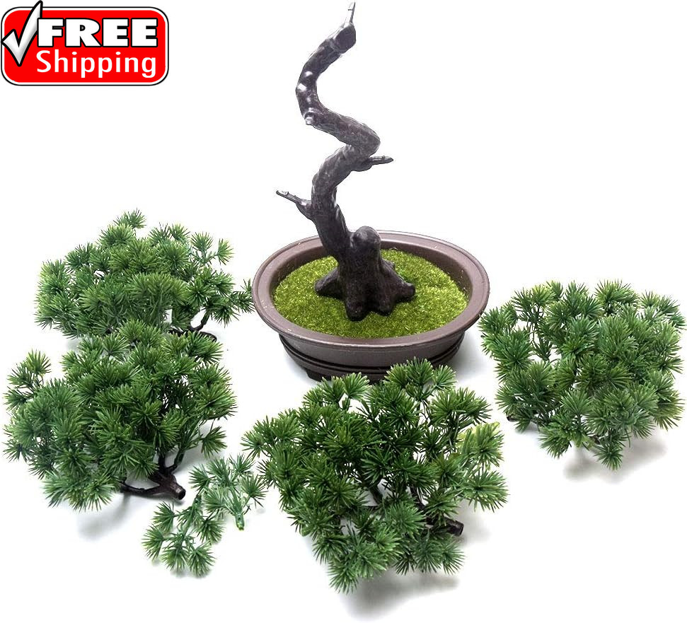 Artificial Bonsai Pine Tree, 11Inch Faux Potted Plant Desk Display Fake Tree Pot