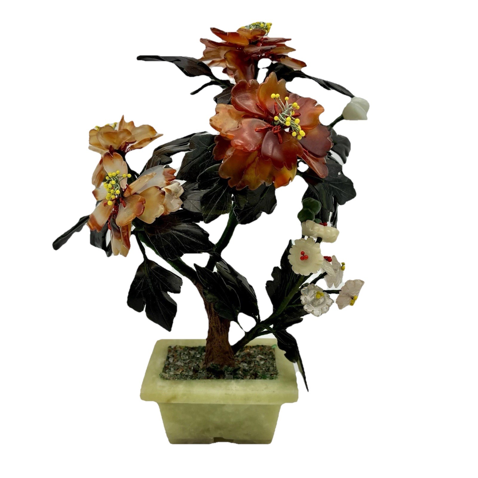 Vintage Chinese Jade Bonsai Tree in Jade Pot 7.5”
