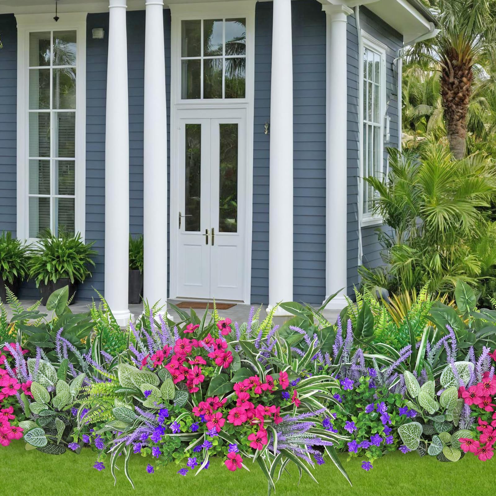 Best DEMIUKO 20 Bundles Artificial Plants Outdoor Fake Flowers UV Resistant Faux