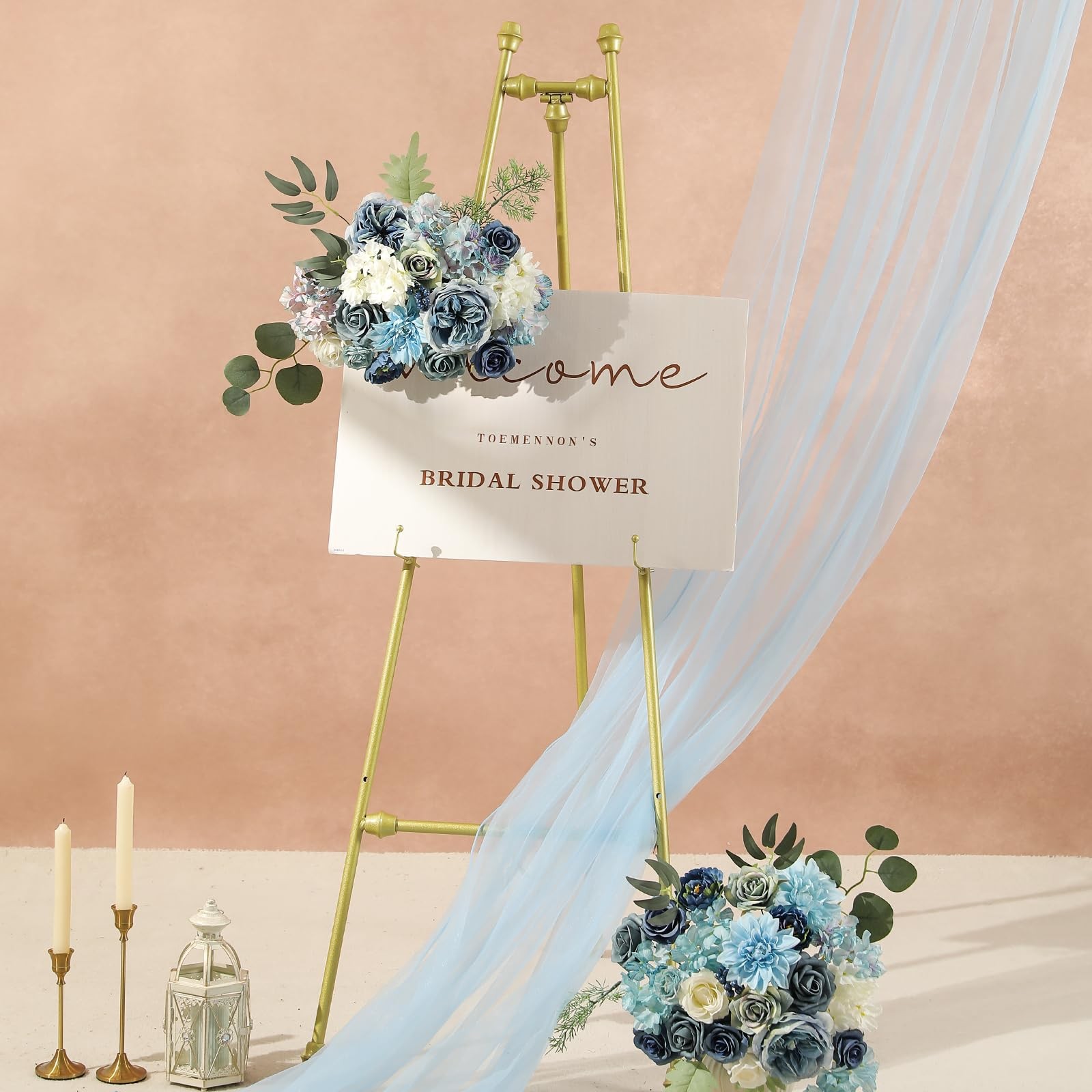 Artificial Flowers Dusty Blue Wedding DIY Bouquet Combo Set Silk Roses