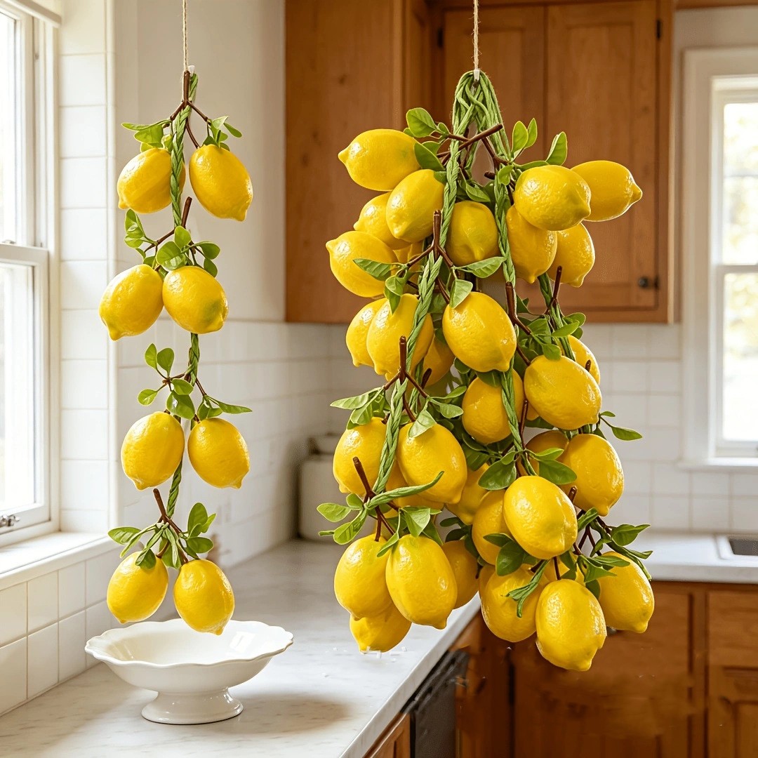 Simulat Artificial Lemon String Fake Fruit Disply Wall Hanging Home Party Decor