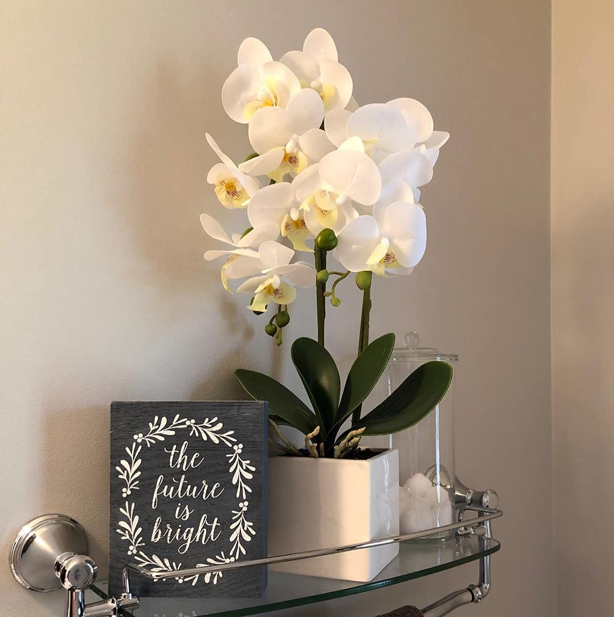 Artificial Orchids Flowers with Vase for Table Centerpieces, Faux Orchid Orquide