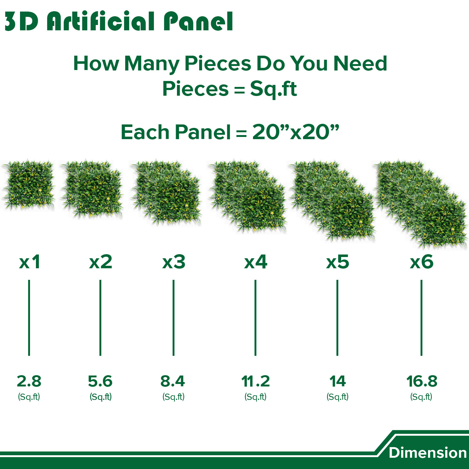20″ Artificial Grass Mats 3D Mixed Plant Wall Hedge Decor For Home Festival #3