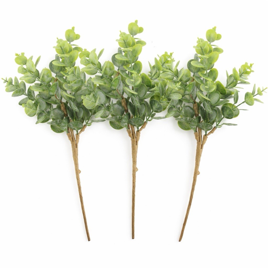 Set of 3 Green Eucalyptus Picks – Faux Greenery Floral Stems