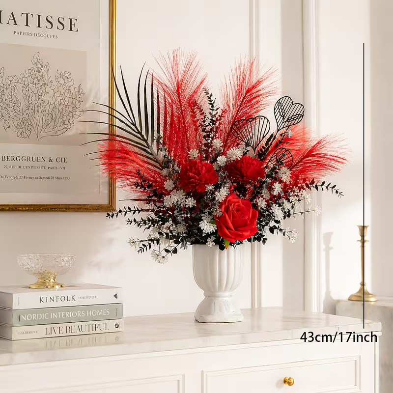 1 Set Passionate Red and Black Light Luxury Artificial Flower Bouquet Ornament |