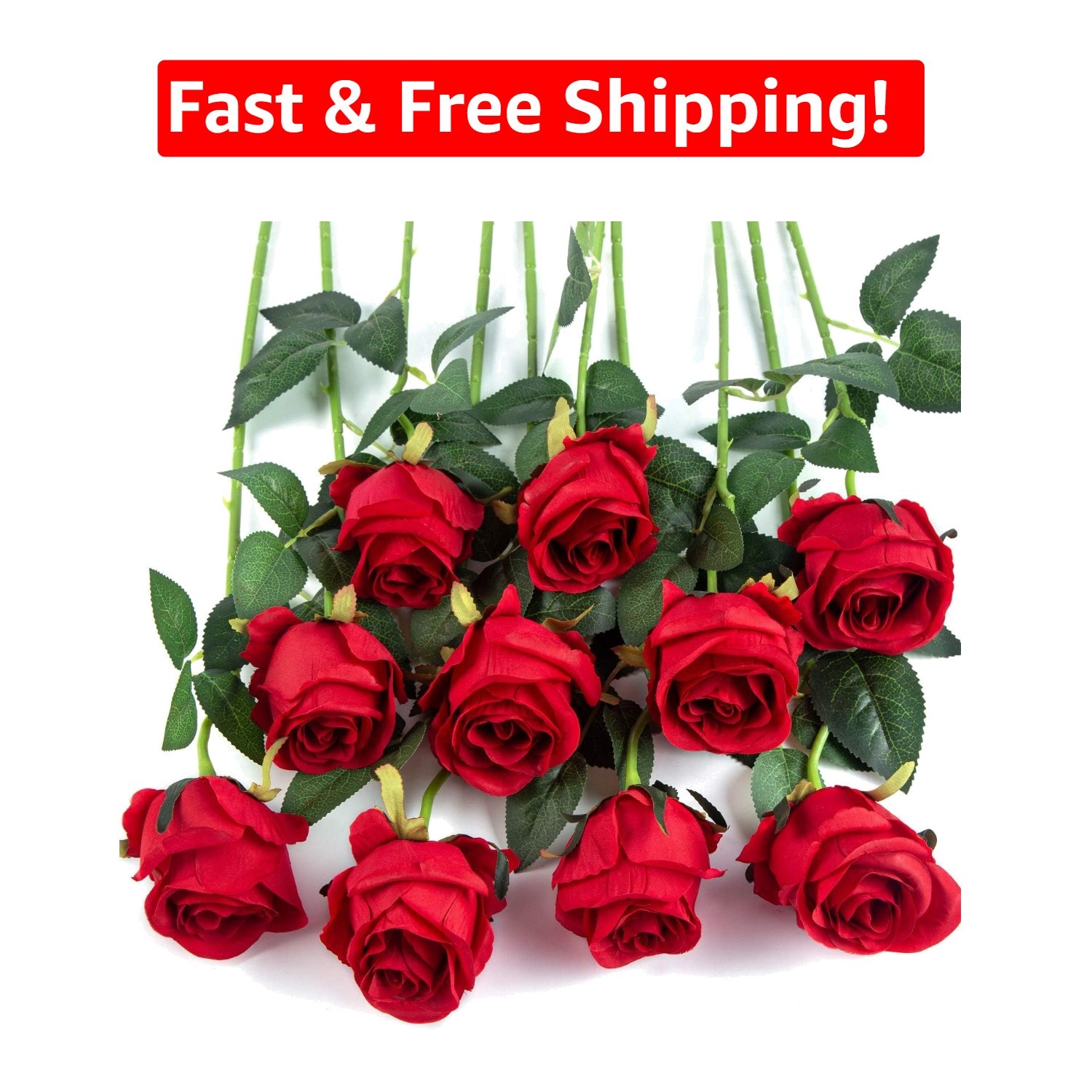 10pcs Adjustable Long Stem Silk Roses – Perfect for DIY Wedding Bouquets