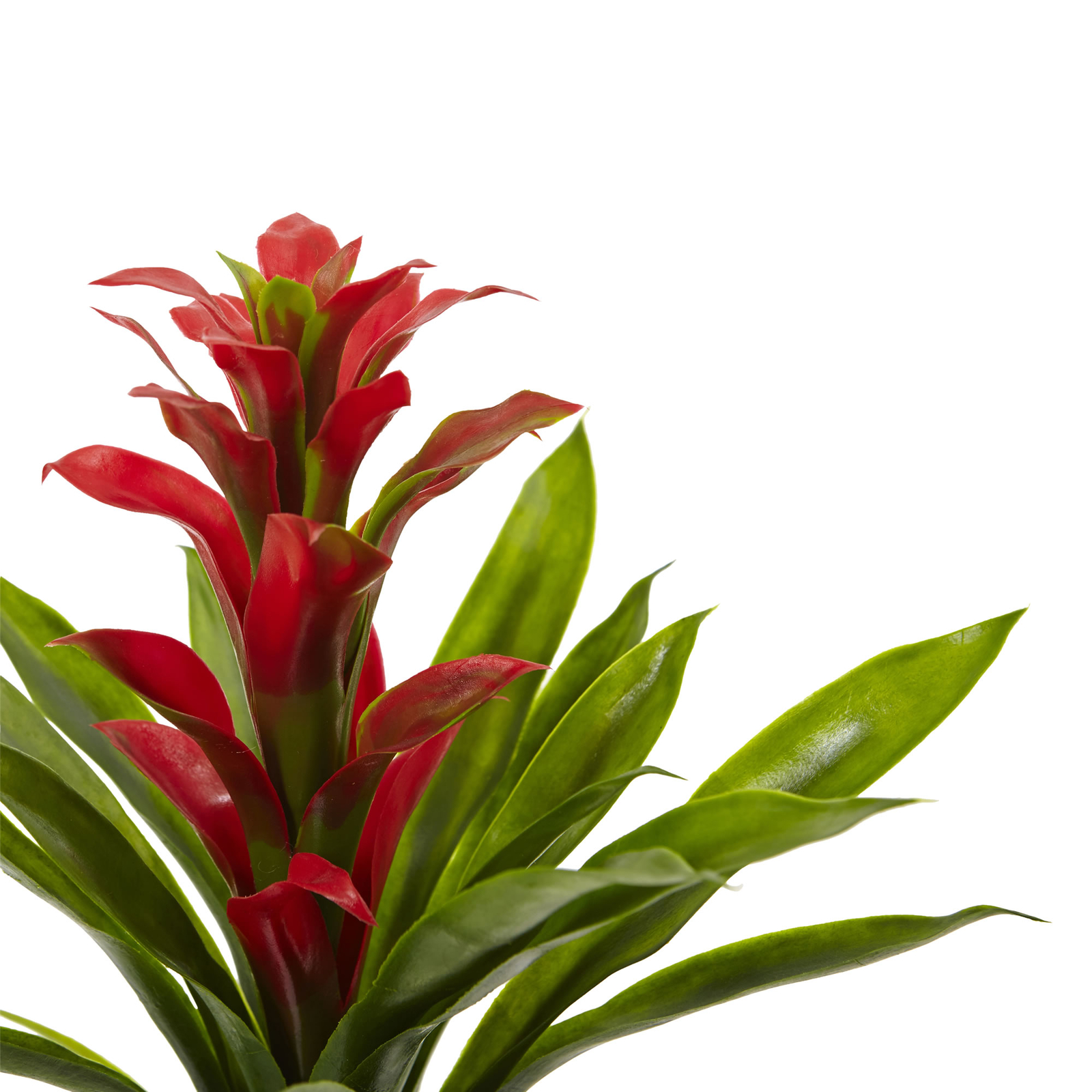 Nearly Natural 15” Bromeliad Artificial Red Flower w/ Green Leaves Set Of 4