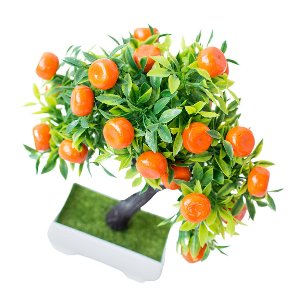 Potted Orange Tree Fake Plant Artificial Fruit Wedding Decor Bonsai Indoor